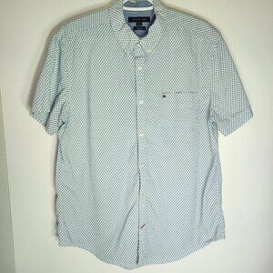 Tommy Hilfiger Mens Short‎ Sleeve Slim Fit Button Down Shirt Large